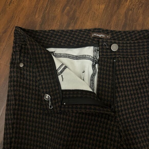 J. McLaughlin "Houndstooth" Ankle Dress Pants Skinny Stretch in Black Brown - Picture 4 of 14